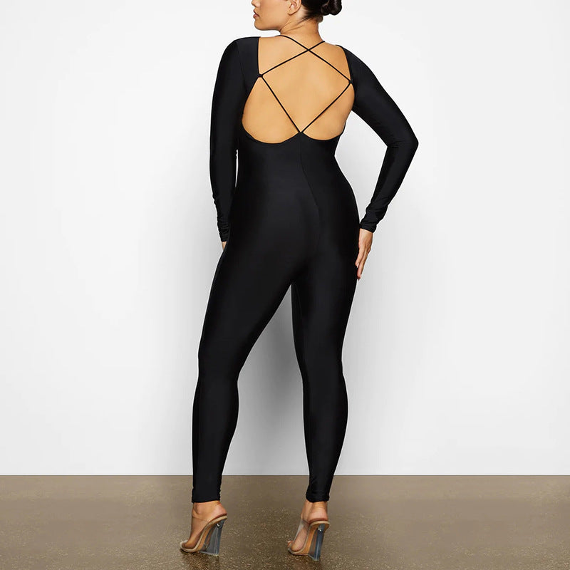 Cross Bandage Backless Jumpsuit