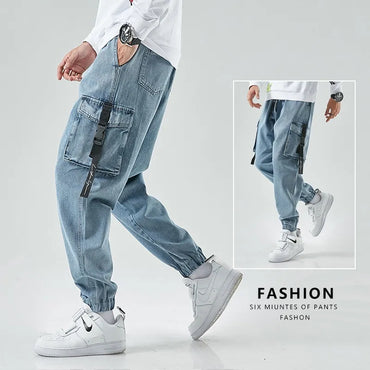 Men's Baggy Denim Cargo Joggers