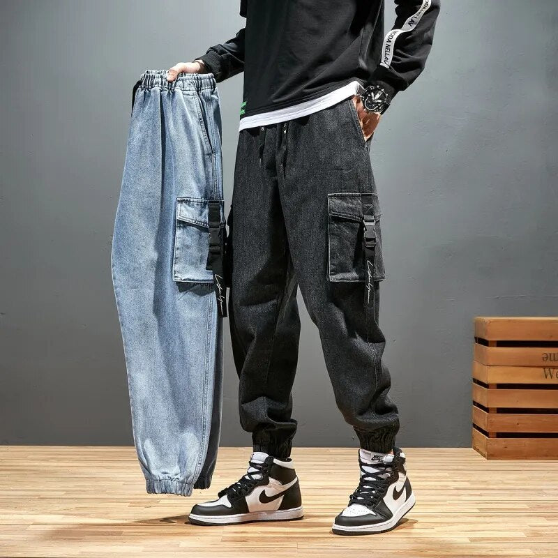 Men's Baggy Denim Cargo Joggers